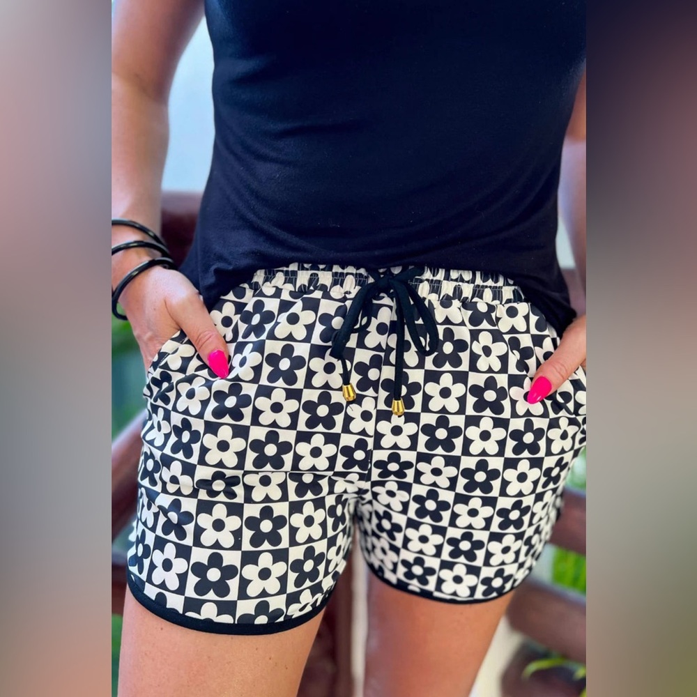 Jess Lea New Habits Checkered Drawstring Shorts